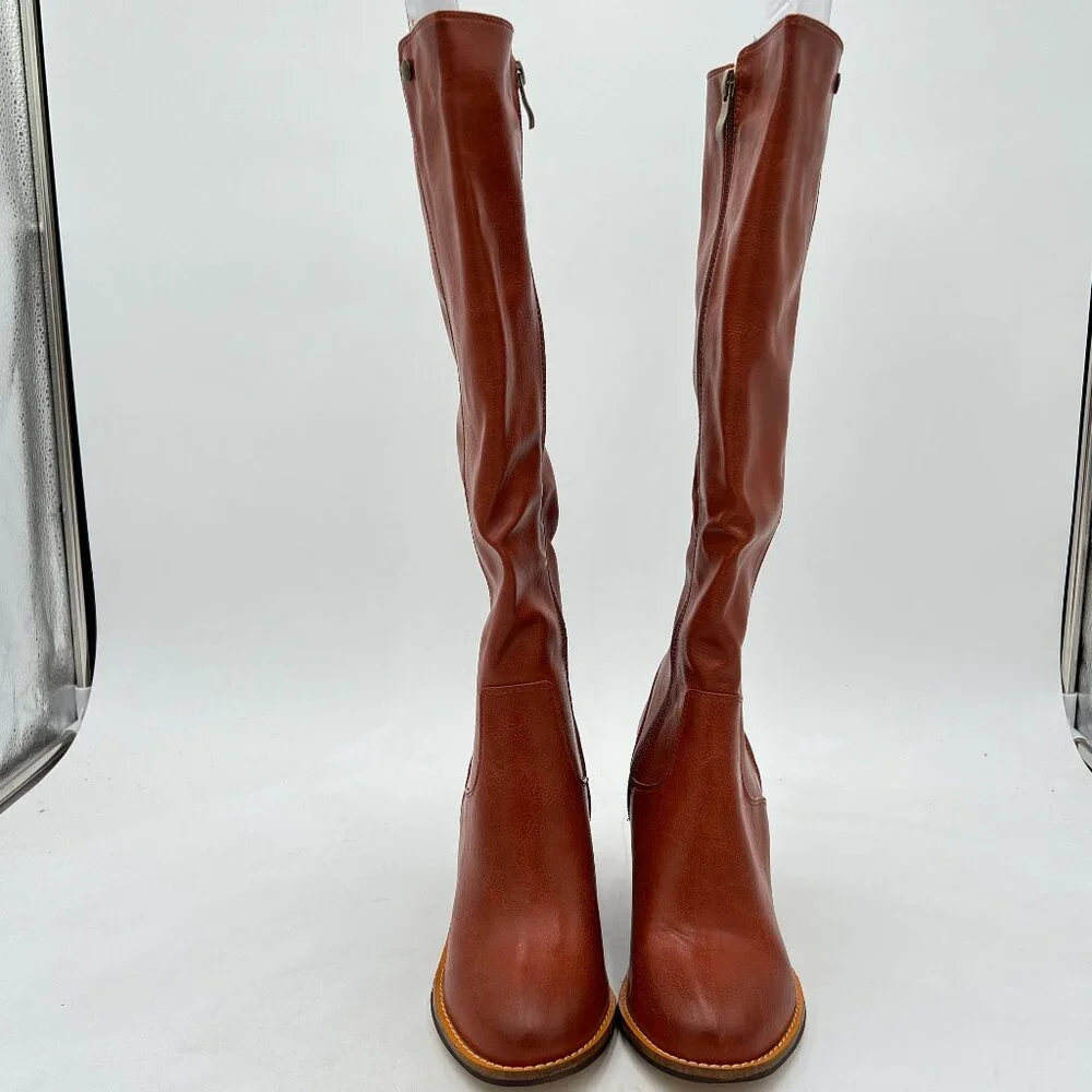 Women Brown Wedge High Heels Over The Knee Boots High Winter Boots